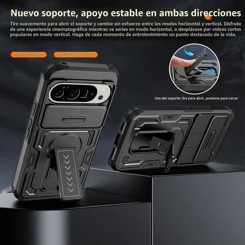 Vista 3 de Lanhiem Funda para Google Pixel 11 Pro XL / 10 Pro XL con protector de pantalla de privacidad, cubierta deslizante para cámara deslizante, cubierta
