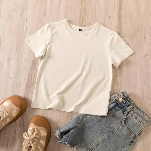Vista 2 de KEEVICI Camisetas de algodón de manga corta con estampado de vaca y fresa para niña