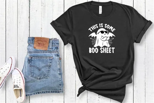 Vista 3 de SEC Apparel This is some Boo Sheet Iron On Patch Decal Transfers Applique Letras para camisetas Ropa de tela Divertido Halloween