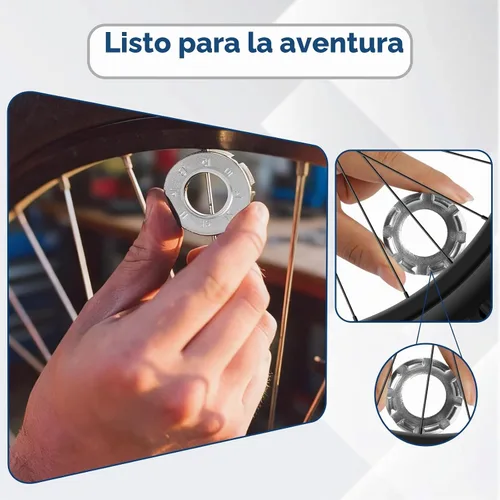 Vista 7 de Llave de radios - Llave de radios endurecida para bicicleta, herramienta de llanta de radios para ajuste y reparación de tensión de rueda