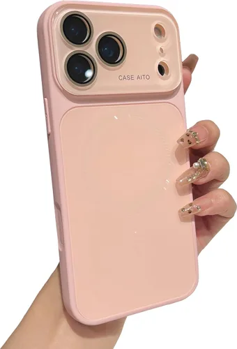 Vista 6 de Caseative Funda para iPhone 18 Pro Max, color negro Protección de lente de cámara de cristal, cubierta trasera esmerilada magnética compatible