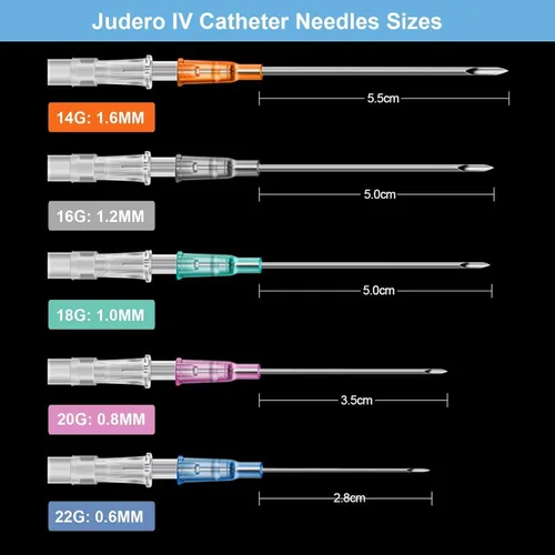 Vista 2 de Agujas de perforación de catéter 14G, 50 agujas de catéter intravenoso calibre 14, agujas huecas de acero inoxidable para oreja, nariz, labio