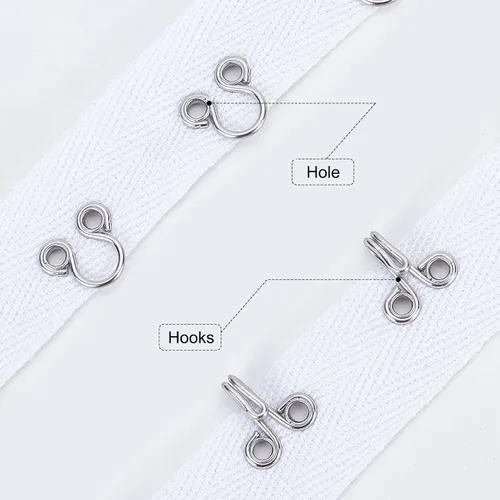 Vista 5 de FINGERINSPIRE Cinta de algodón de 3 yardas x 1.6 pulgadas con gancho y ojal, espacio de 1.2 pulgadas/1.2 in, ribete blanco con gancho, cordón