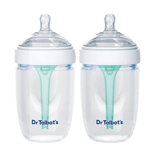 Vista 8 de Botella de silicona anticólicos Dr. Talbot's - 5 oz Sistema de ventilación avanzado, pezón flexible suave de flujo lento - Aqua Top