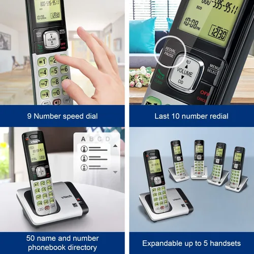 Vista 3 de VTech CS6409 - Teléfono inalámbrico accesorio, plata/negro Requiere un sistema de teléfono extensible VTech CS6419, CS6428 o CS6429 Series