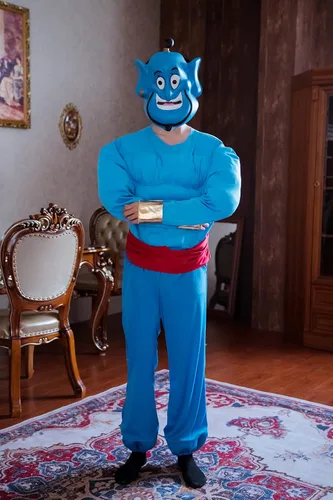 Vista 10 de Disfraz de Disguise del Genio de Aladdin de Disney con músculos para hombre