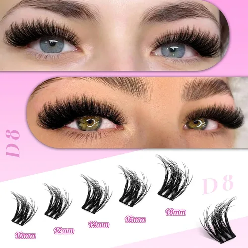 Vista 7 de CoMango Extensiones de pestañas individuales 3D de flores multicapa, sueltas, esponjosas, racimos de pestañas rizadas C/D, extensiones de pestañas