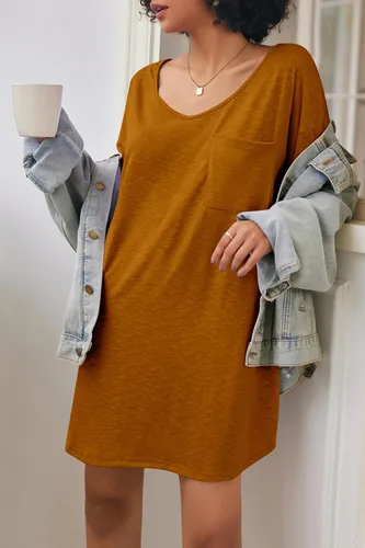 Vista 2 de Ekouaer Camisón de algodón con cuello en V para mujer, cómodo y casual para mujer