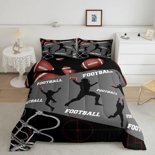 Vista 11 de Erosebridal Juego de edredón de béisbol para adolescentes y jóvenes, juegos de ropa de cama geométricos negros y grises para regalo para niños