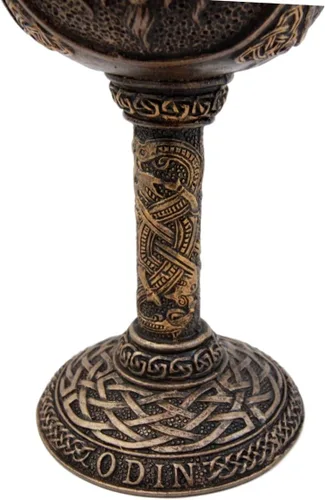 Vista 3 de Ebros Mitología nórdica Viking Alfather Odin God Of Asgard 7oz resina copa de vino cáliz con forro de acero inoxidable regla asgardiana Thor Loki