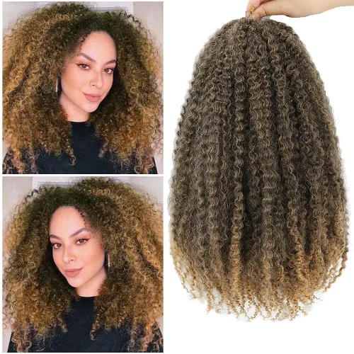 Vista 18 de Dansama Cabello Marley, 24 pulgadas, cabello trenzado Marley Twist, extensiones de cabello rizado rizado (24 pulgadas (paquete de 3), #1)