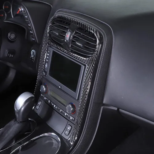 Vista 5 de PIUGILH Panel de control central de coche, fibra de carbono suave, marco de panel antiarañazos, cubierta decorativa para Corvette C6 2005-2013