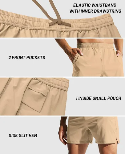 Vista 4 de MIER Pantalones cortos deportivos para correr de 5 pulgadas para hombre con bolsillos, de secado rápido, ligeros, pantalones cortos de entrenamiento