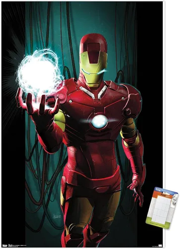 Vista 7 de Trends International Marvel Comics - Iron Man - Póster de pared energético, 14.725 x 22.375 pulgadas, versión enmarcada en madera de granero