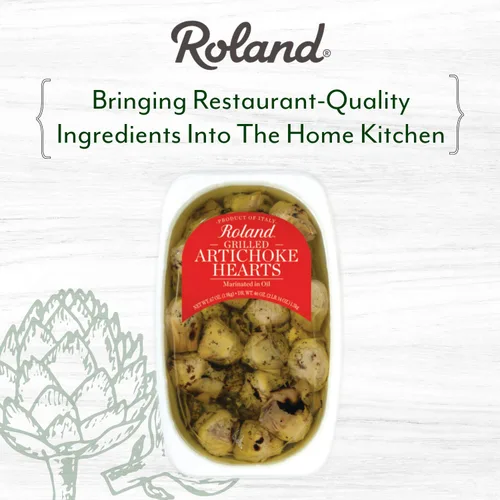 Vista 2 de Roland Foods Corazones de alcachofa a la parrilla marinados en vinagre y aceite, alimentos importados especiales, paquete de 67 onzas