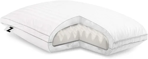 Vista 2 de Malouf Convolution - Almohada de microfibra gelificada con espuma viscoelástica contorneada, alternativa al plumón, tamaño Queen