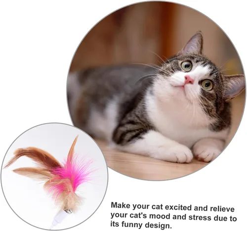 Vista 3 de Alipis Collar de juguete para gatos, varita ajustable para burlas, juguete interactivo para gatitos, ejercicio de persecución, alivio del estrés