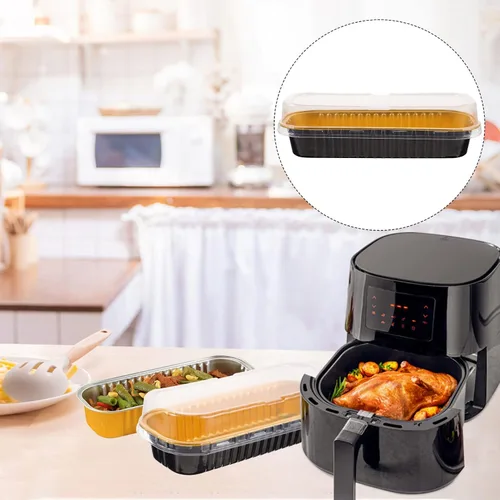 Vista 5 de Kichvoe 20 mini tapas desechables de papel de aluminio para hornear cocinar y preparar comidas para magdalenas y postres, almacenamiento conveniente