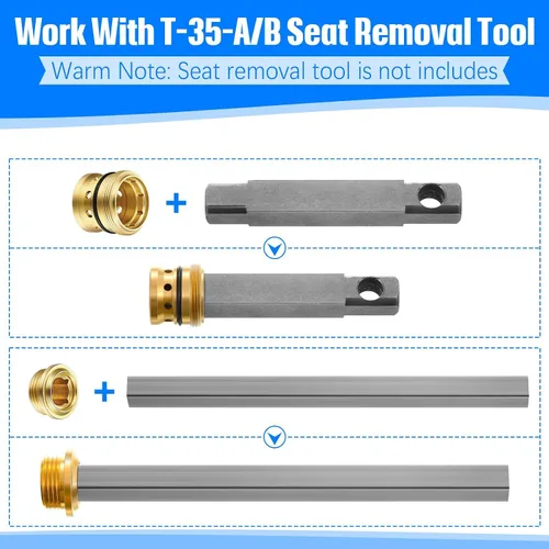 Vista 5 de Enhon Kit de reconstrucción de válvula: compatible con Symmons Temptrol, husillo TA-10, asientos fríos y calientes TA-4, arandela T-11, fijación