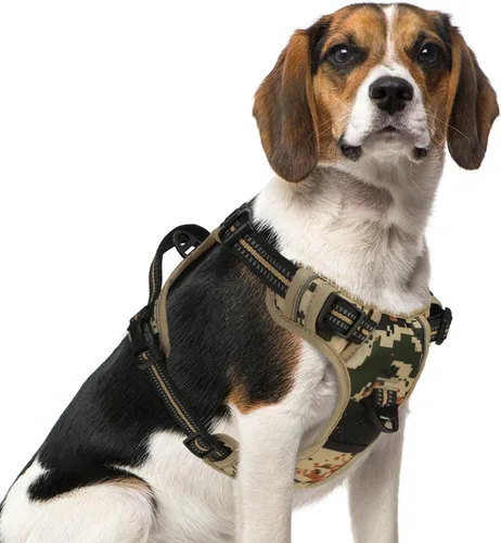 Vista 49 de PUPTECK Arnés táctico sin tirones para perro, tamaño mediano, arnés reflectante ajustable con asa para perro, de fácil control, cómodo y suave