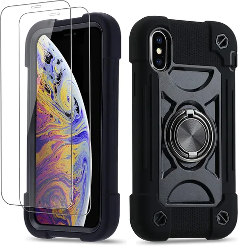 Vista 73 de Funda para iPhone Se3/iPhone Se2, iPhone 6/6S, iPhone 7/iPhone 8 de 4.7 pulgadas con soporte de anillo, con 2 protectores de pantalla resistentes