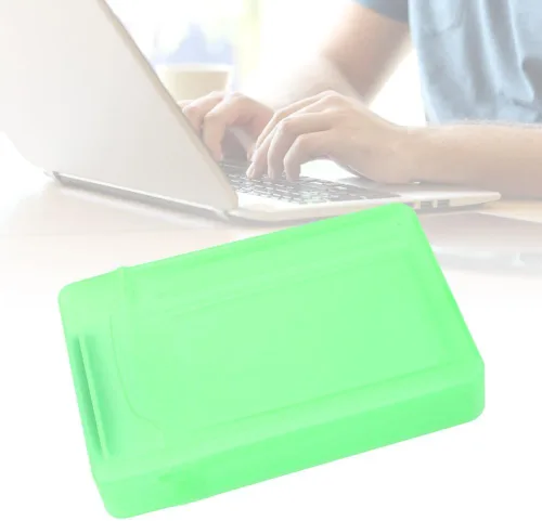 Vista 6 de Caja de protección de disco duro de 3.5 pulgadas, ABS a prueba de golpes, antiestática, para HDD SSD de 3.5 pulgadas, diseño transparente con Verde