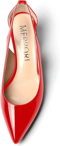 Vista 3 de MERRORI Zapatos de tacón bajo con punta puntiaguda para mujer de 2 pulgadas