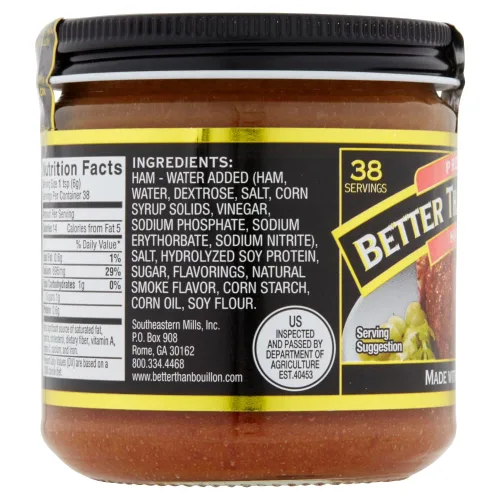 Vista 3 de Better Than Bouillon - Base de jamón premium, hecha con jamón sazonado, base mezclable para sabor añadido, 38 porciones por frasco, frasco de 8