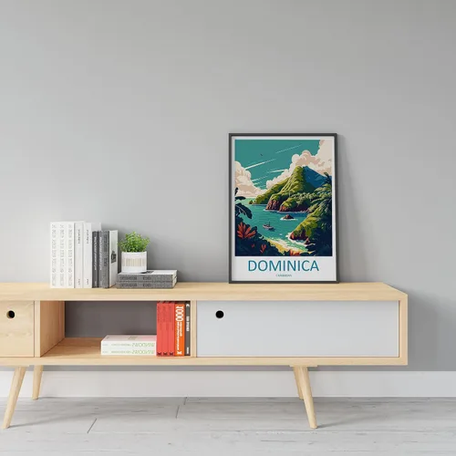 Vista 4 de Dominica - Arte de pared para colgar en la pared, decoración del hogar, Dominica amantes del arte, arte de pared, póster de viaje caribeño