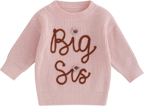 Vista 21 de VISGOGO Suéter a juego para hermanitas grandes y pequeñas, ropa de una sola pieza