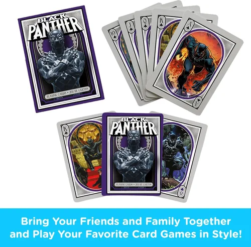 Vista 2 de Aquarius Marvel Comics Black Panther - Baraja de cartas con temática de Black Panther para tus juegos de cartas favoritos, mercancía