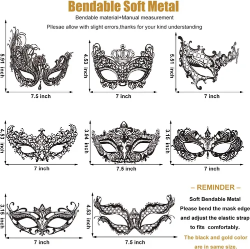 Vista 2 de Máscara de mascarada para parejas y mujeres, hecha de diamante de imitación de metal veneciano para fiesta, noche y baile de graduación