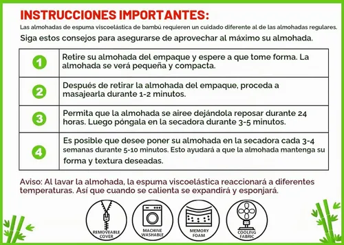 Vista 7 de Almohadas de Rayón Derivado de Bambú Tamaño Estándar - [Ajustable] Espuma Viscoelástica Triturada para Dormir - Funda de Almohada Refrescante