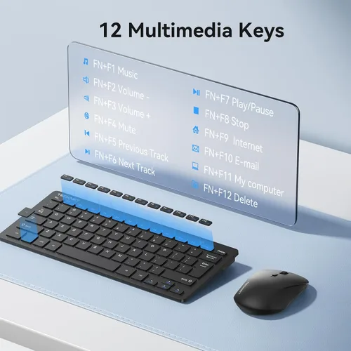 Vista 6 de TECKNET Combo de Teclado y Ratón Inalámbrico, Mini Teclado de Computadora Inalámbrico y Conjunto de Ratón 2.4GHz, 1600 DPI Ajustable Silencioso