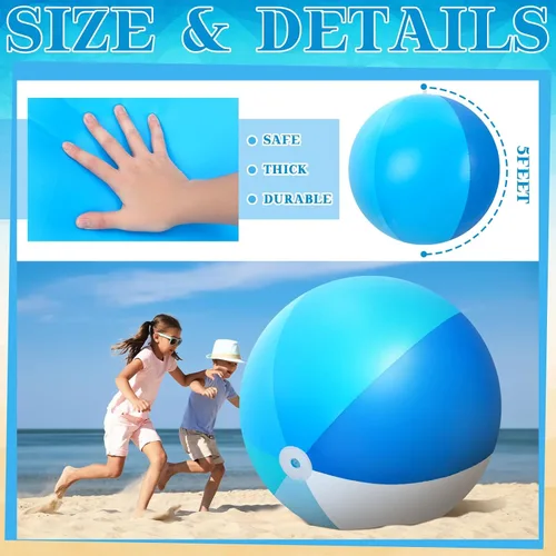 Vista 2 de Ceenna 2 Piezas Pelotas de Playa Gigantes de 60 Pulgadas Pelotas Inflables Grandes de Juguete para Piscina Juguetes de Natación de Verano Fiestas