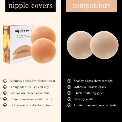 Vista 6 de Nipple Covers for Women Reusable, Adhesive Silicone Pasties Nipple Covers, Ultra-Thin Sticky Breast Petals