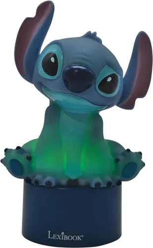 Vista 3 de LEXiBOOK, Disney Stitch, luz nocturna con altavoz, cambio de color, luz suave, funciona con pilas, azul, NS01D