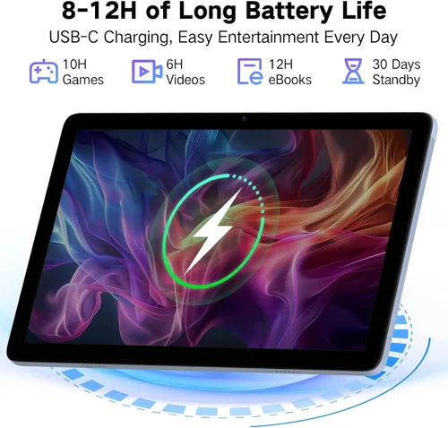 Vista 7 de Tableta Android de 10 pulgadas, tabletas Android 15 2025 para adultos, Octa-Core, 12 GB de RAM, 128 GB de almacenamiento (2 TB expandible), tableta