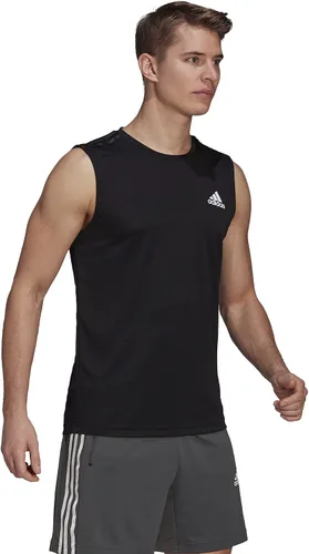Vista 5 de adidas Camiseta sin mangas para hombre Aeroready diseñada 2 Move Sport con 3 rayas