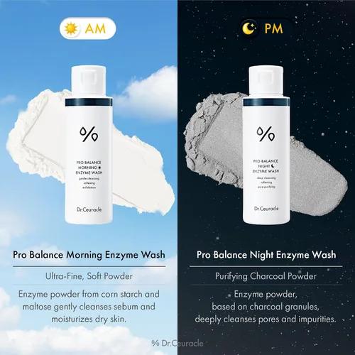 Vista 5 de Dr.Ceuracle Pro Balance Enzyme Powder Face Wash - Jabón facial de enzima natural coreano de día y noche para limpieza profunda de poros, eliminación