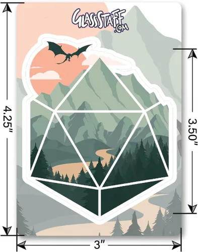 Vista 4 de Glassstaff A d20 Scene DND - Calcomanías divertidas para hombres, mujeres, geniales para adolescentes, adultos, impermeables, para laptop, teléfono