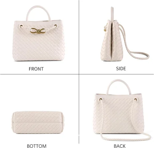 Vista 2 de Bolsa tejida para mujer, bolsa tejida con asa superior, bolsa de hombro tejida, bolsa cruzada