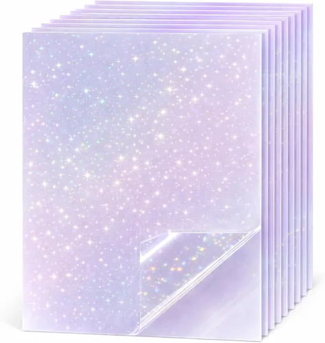 Vista 13 de 36 hojas de papel adhesivo holográfico transparente autoadhesivo, hojas laminadas 8.5x11 Inch Transparent Cold Self-Adhesive Laminating Waterproof