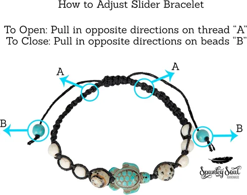 Vista 6 de SPUNKYsoul Juego de pulsera de tortuga para parejas de mejor amigo (o tobillera) colección