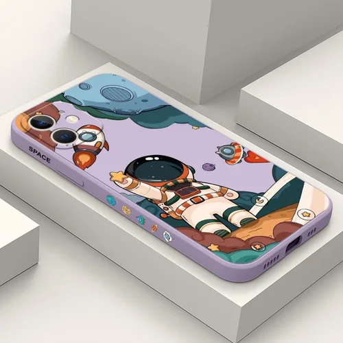 Vista 13 de LEECG Funda para iPhone 12 Pro Max, diseño creativo con estampado floral de mariposa de astronauta, funda de teléfono antiarañazos, forro