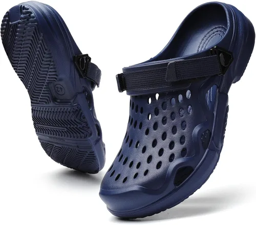Vista 11 de Zuecos de verano antideslizantes para hombre, zapatos de jardín ligeros y suaves, zuecos para jardín, cocina, exteriores, playa, patio, piscina