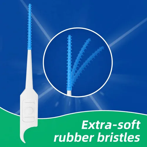 Vista 2 de VINSULLA Palillos de hilo dental para limpieza de dientes, cepillos interdentales desechables fáciles de usar con estuche de transporte conveniente