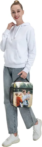 Vista 8 de Fiambrera personalizada, bolsa de almuerzo personalizada, añade tu foto, texto, logotipo, bolsa de almuerzo a prueba de polvo para oficina, picnic