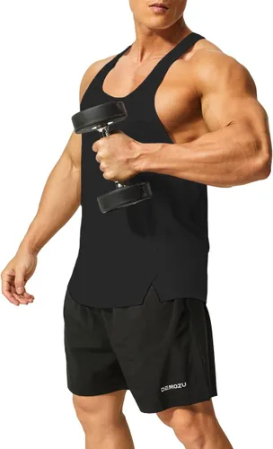 Vista 2 de DEMOZU Camiseta sin mangas para hombre con espalda en Y para culturismo, entrenamiento muscular, atletismo, correr, gimnasio