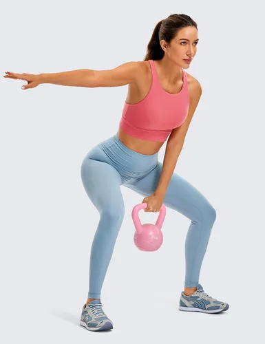 Vista 4 de CRZ YOGA Butterluxe - Brasier deportivo de cuello alto con tirantes y espalda cruzada para mujer brasier deportivo con relleno y espalda cruzada